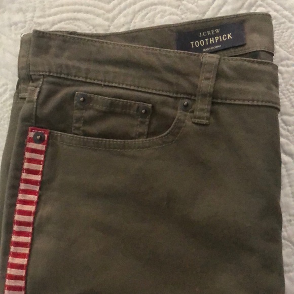 Army green JCrew toothpick ankle pants. Sz 29 - Picture 4 of 6